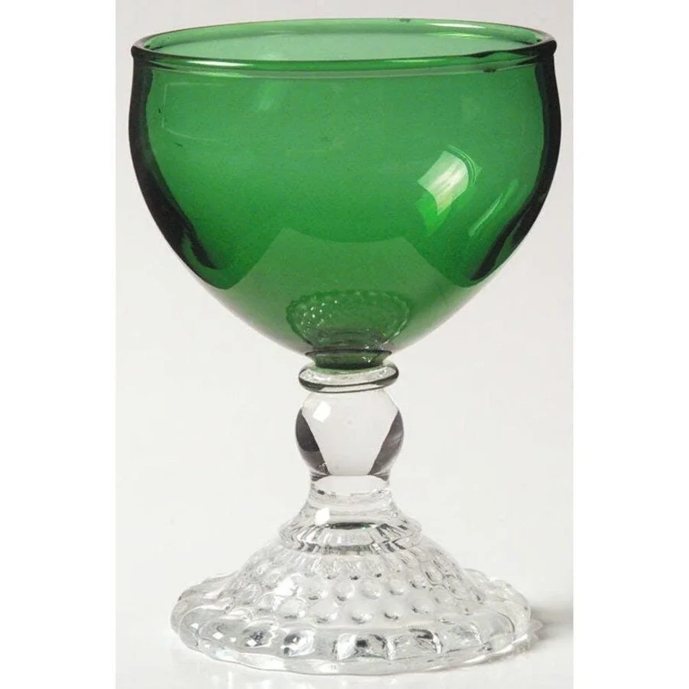 Anchor Hocking Green Bubble Footed Liquor Cocktail Glass Vintage